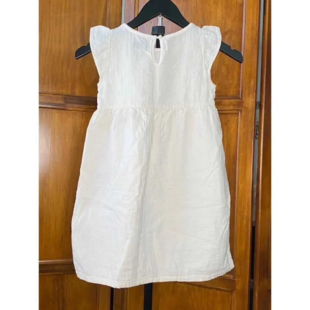 Old Navy Girls S 6-7 White Cotton Embroidered Sundress Flutter Sleeve Boho
